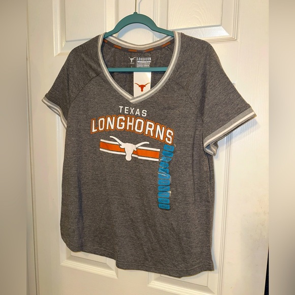 NWT Longhorn Apparel L Gray Texas Longhorns Texas Vneck T-shirt Orange White - Picture 1 of 5